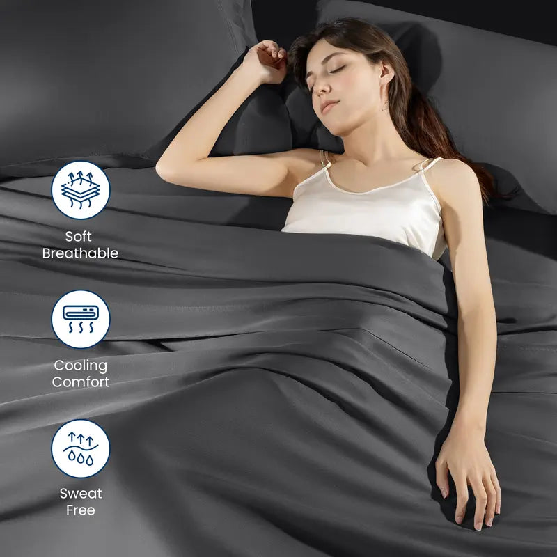🧊 Cooling Bamboo Sheets  | Hotel Luxury 16 Deep Pocket | Silky Soft Wrinkle Resistant