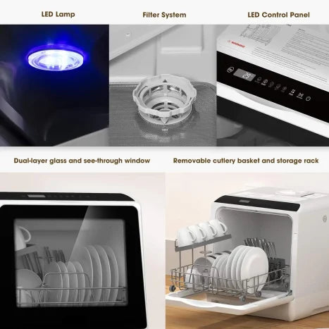 🫗5-in-1 Portable Dishwasher: Wash, Dry, Store & Baby Care Mode