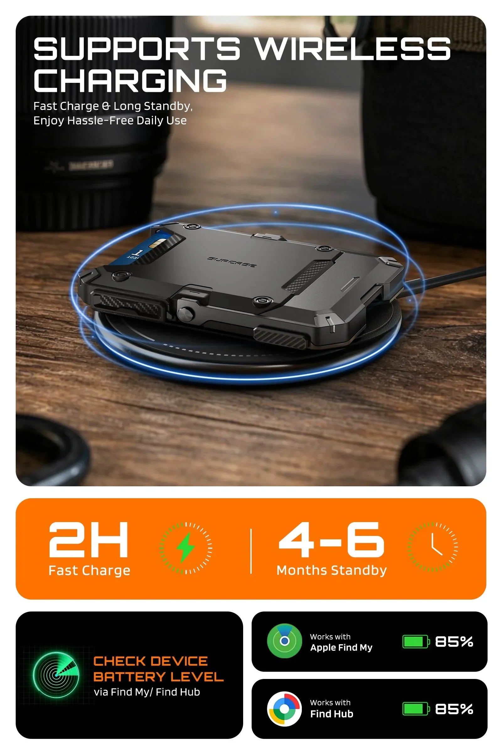 Trackable Magflip Magnetic Wallet with Stand