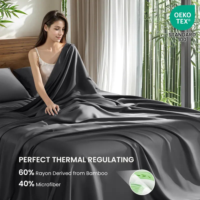 🧊 Cooling Bamboo Sheets  | Hotel Luxury 16 Deep Pocket | Silky Soft Wrinkle Resistant