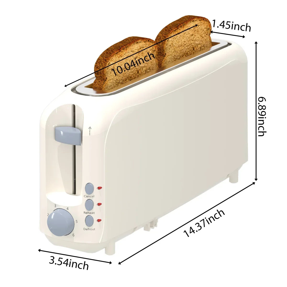 White 2-Slice Slim Toaster