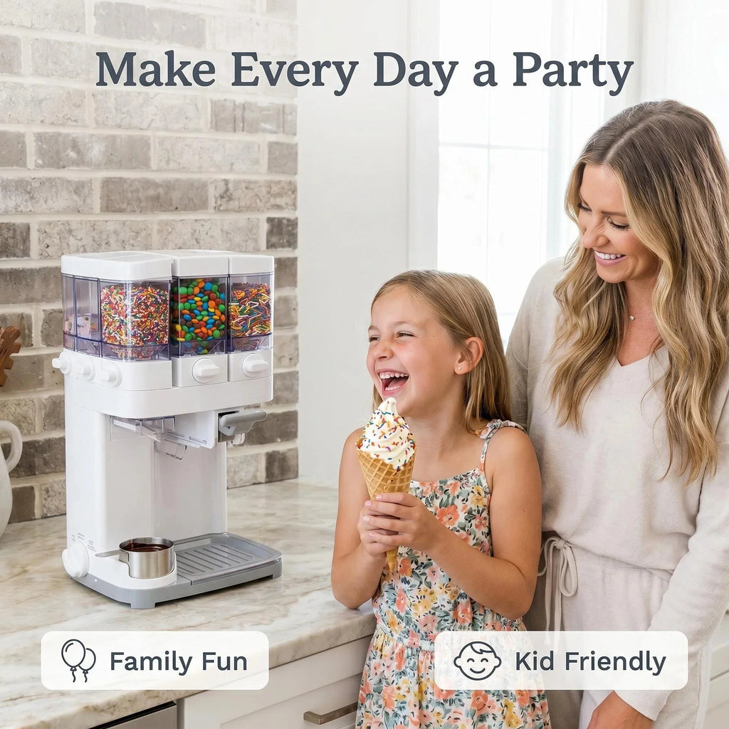 Countertop Soft Serve Ice Cream Machine Built-in Topping Storage Home Ice Cream Maker