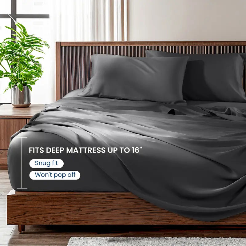 🧊 Cooling Bamboo Sheets  | Hotel Luxury 16 Deep Pocket | Silky Soft Wrinkle Resistant